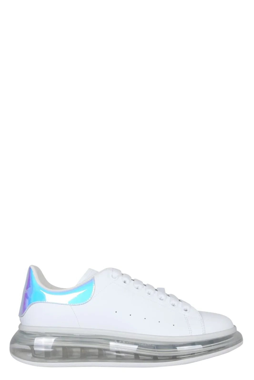 ALEXANDER MCQUEEN White Leather Sneakers With Oleographic Heel