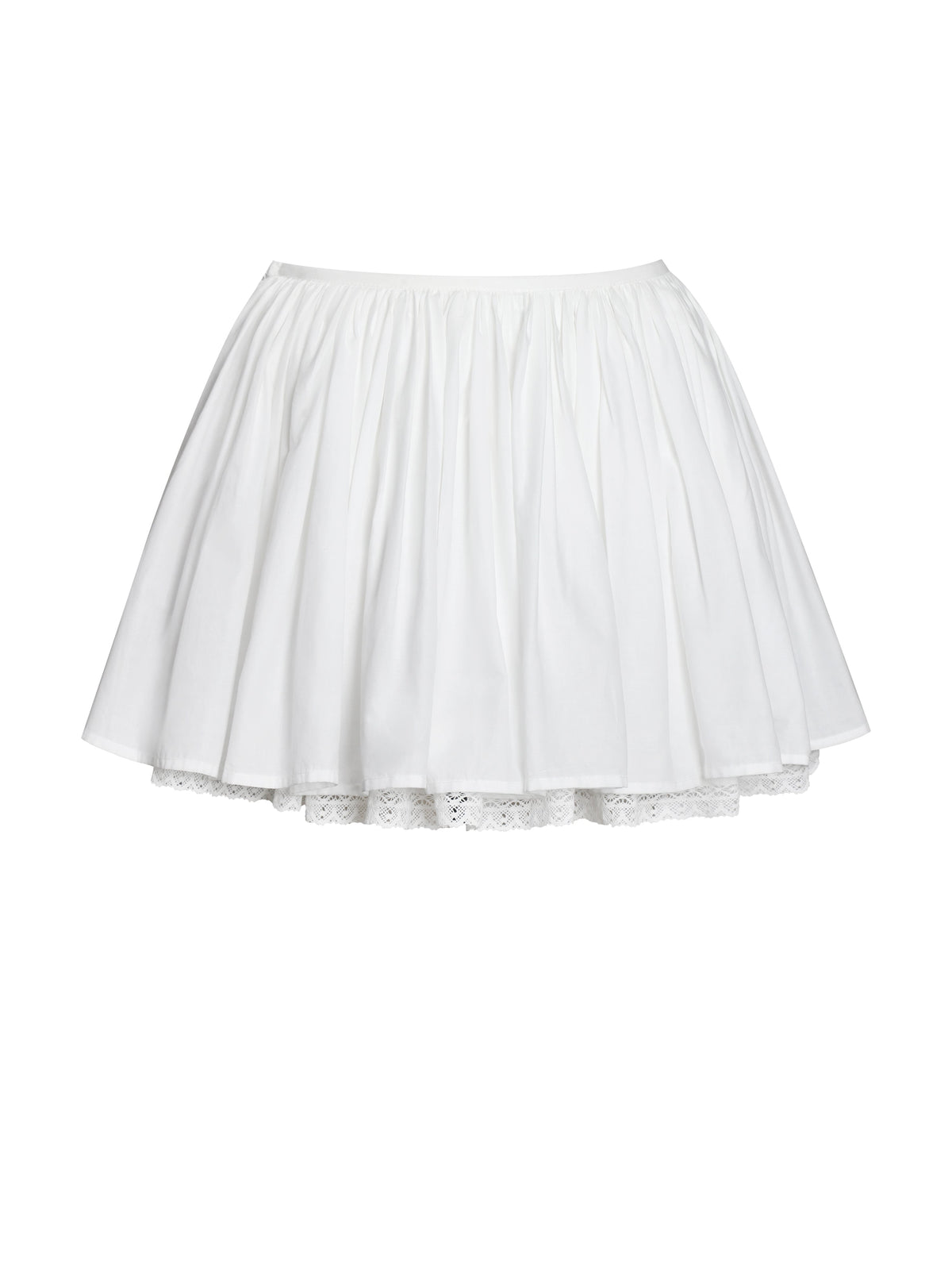 Aliza White Cotton Poplin Lace Trim Layered Mini Skirt
