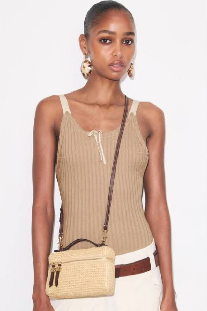 Tory Burch Romy Straw Slim Top Handle Natural 178968-254