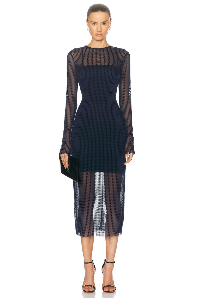 Givenchy Long Tulle Dress_Navy