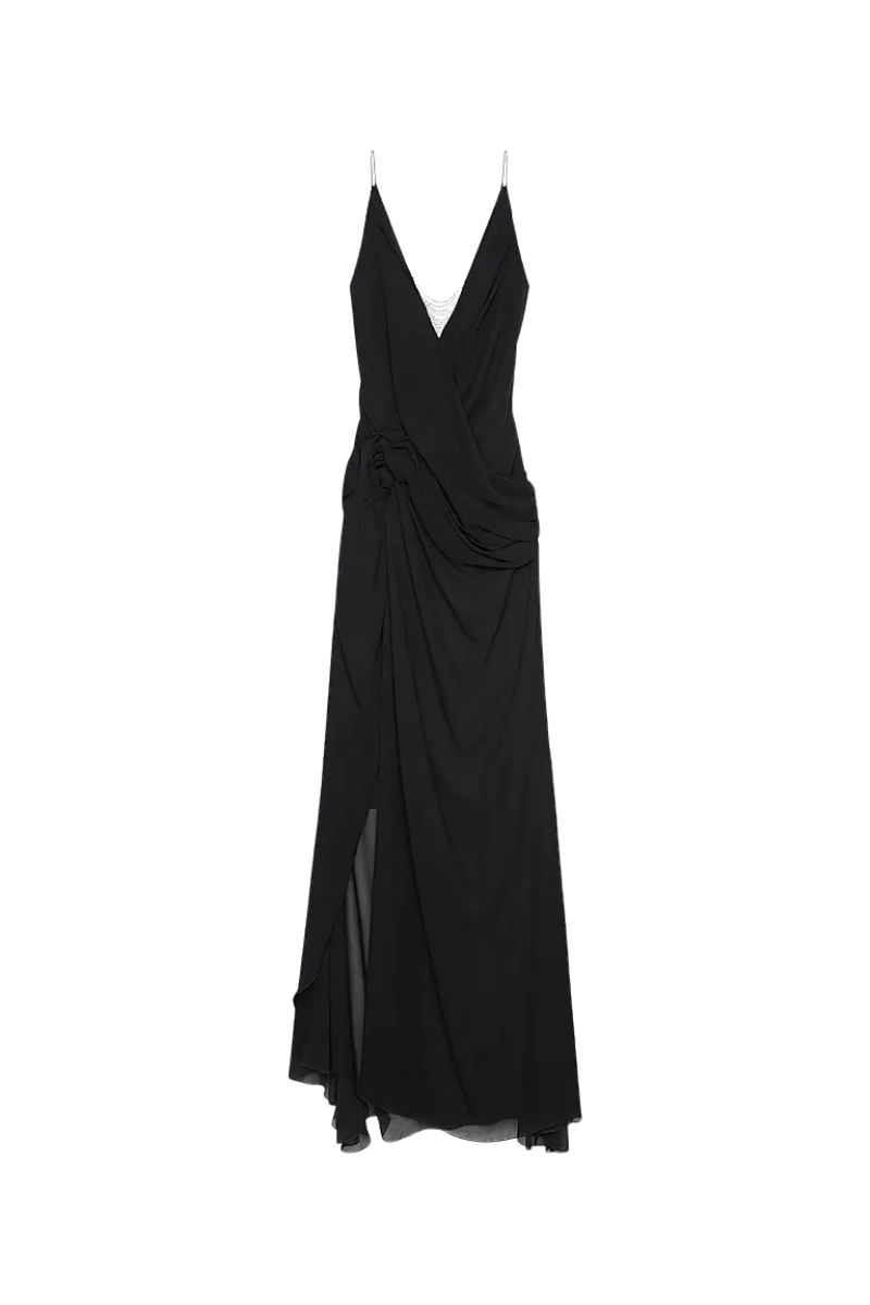 Givenchy Long Drappe Dress-Black