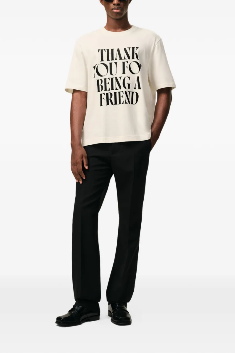 Ami Paris Signature-Print Crew-Neck T-Shirt-White Cream
