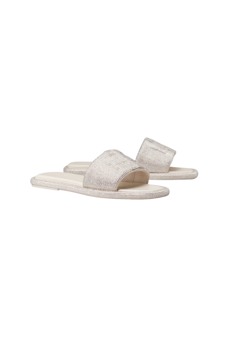 Tory Burch Double T Pave Sport Slide Pearl 170531-112