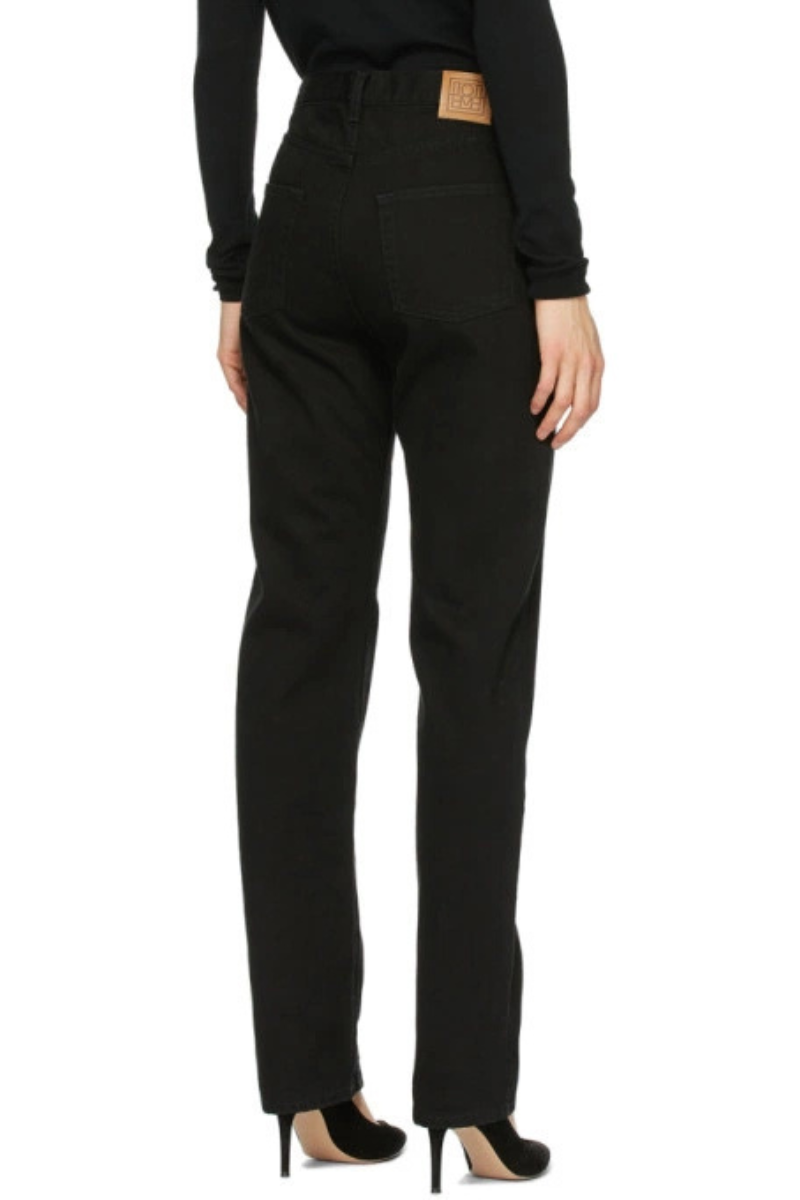 Toteme Black Loose Fit Medium Waist Full Length Jeans