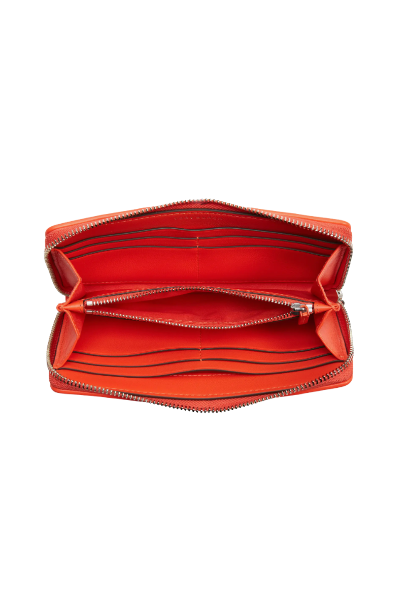 ory Burch Fleming Soft Leather Zip Continental Wallet – Sour Cherry