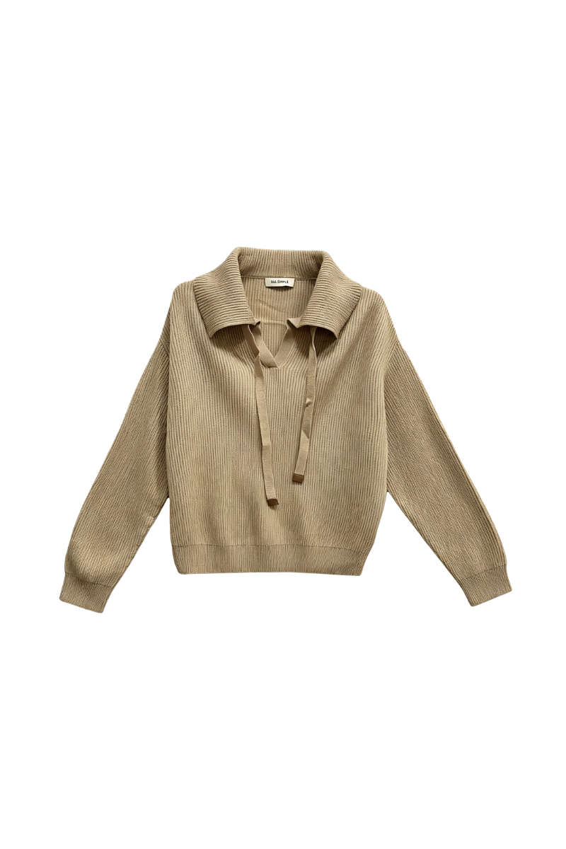 Max Simple Lurex Cowl Neck Wool Pullover Beige MSBC252116B