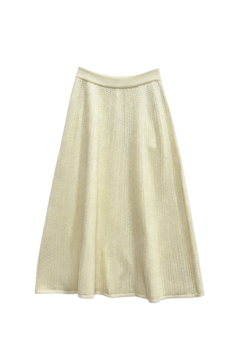 Max Simple Wool Flared Skirt White MSXZ257326W