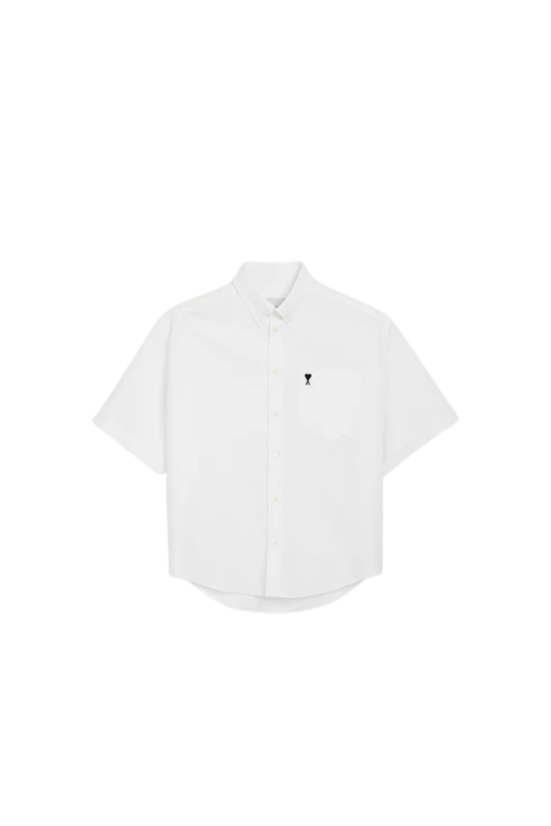 Ami Paris Boxy Embroidered Shirt-White