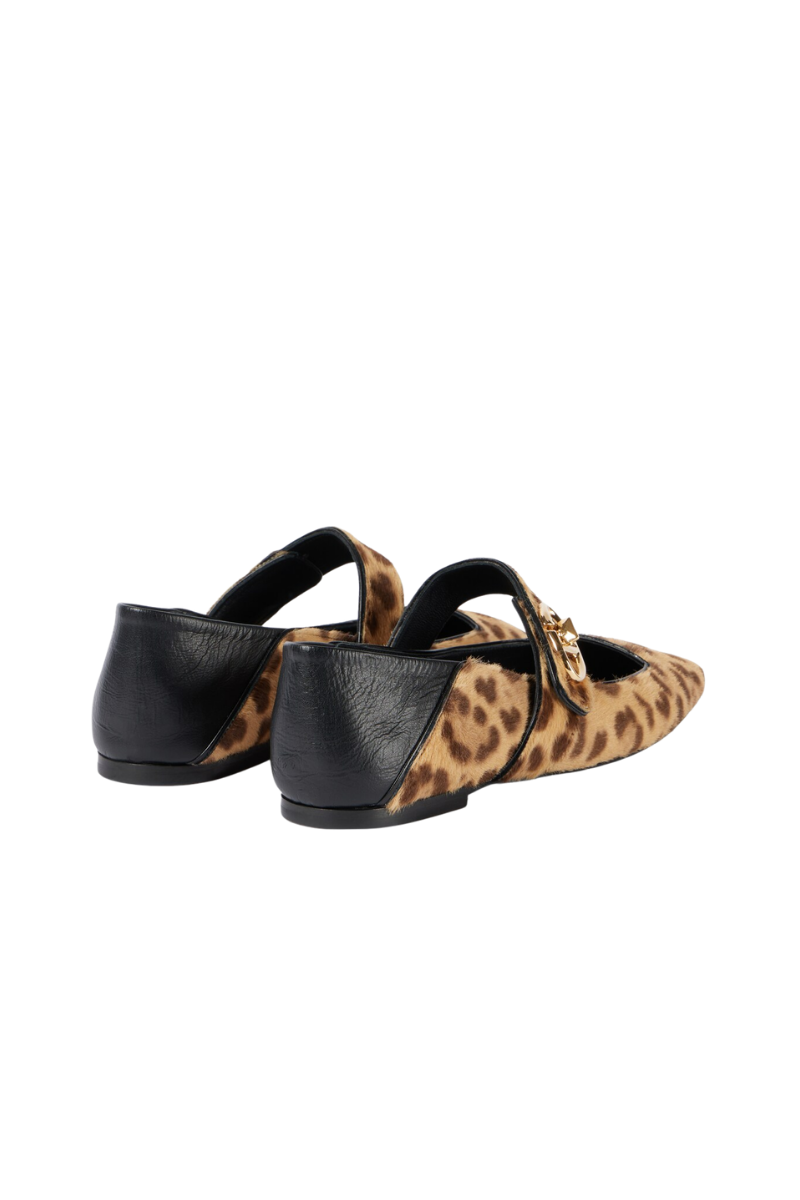 Valentino Garavani VLogo Locker Square-Toe Mary-Jane Ballerina In Leopard