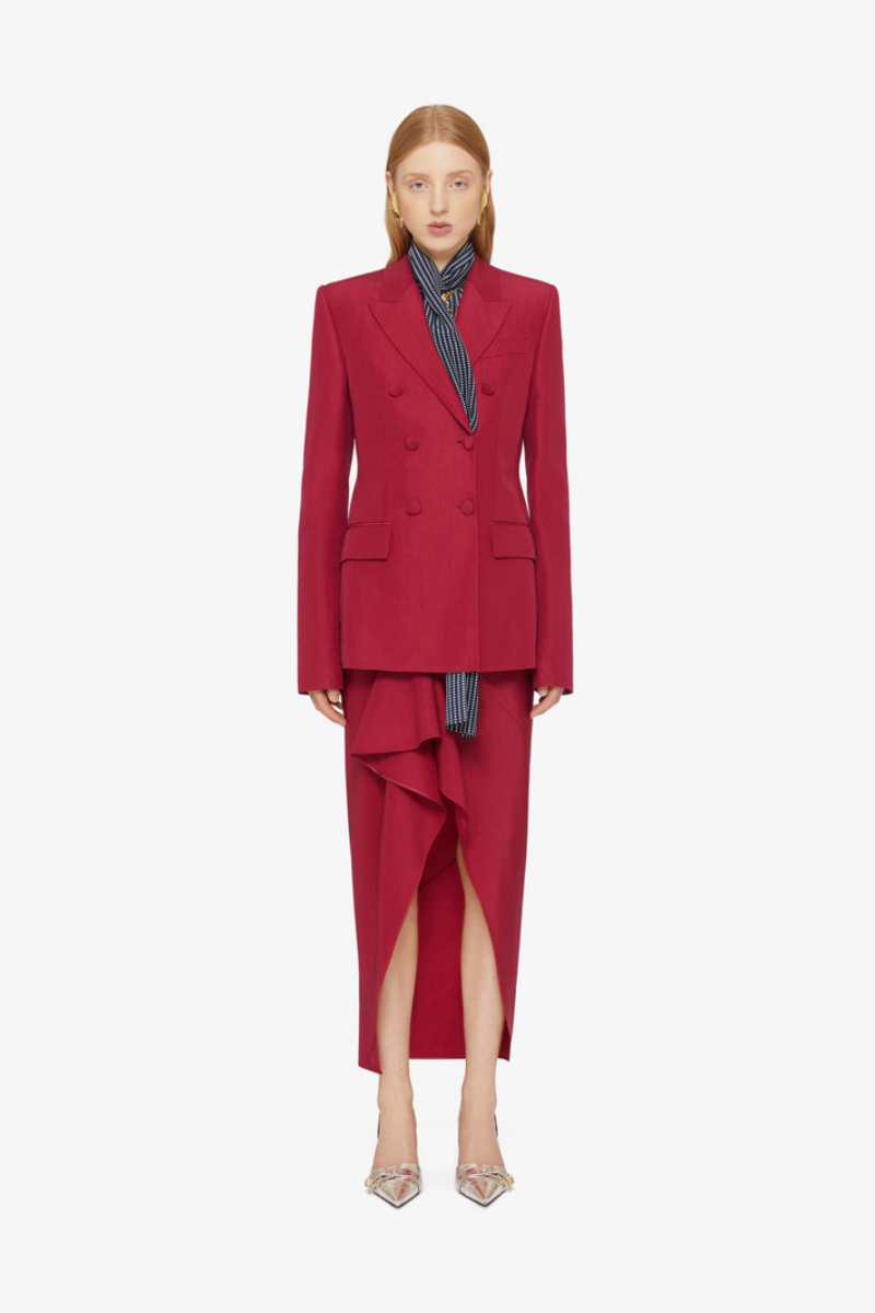 Givenchy Long Ruffled Skirt_Red Cherry