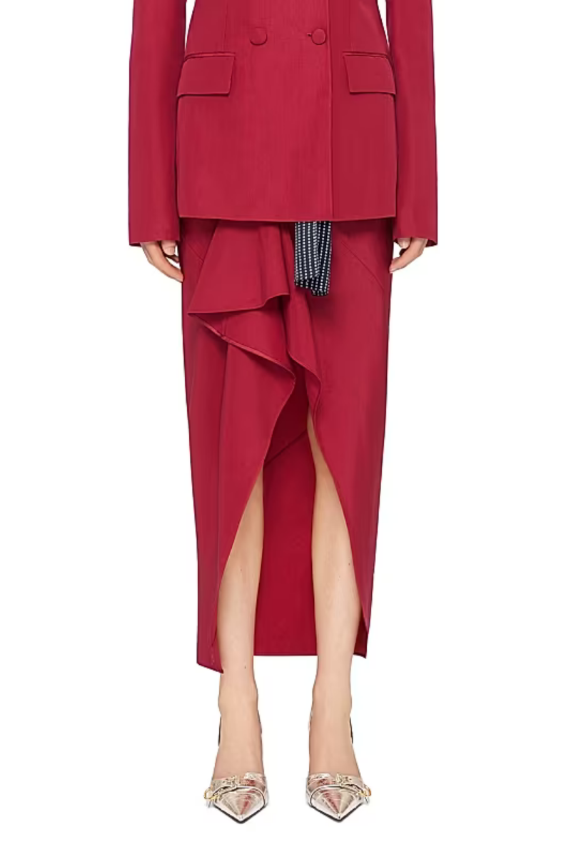 Givenchy Long Ruffled Skirt_Red Cherry