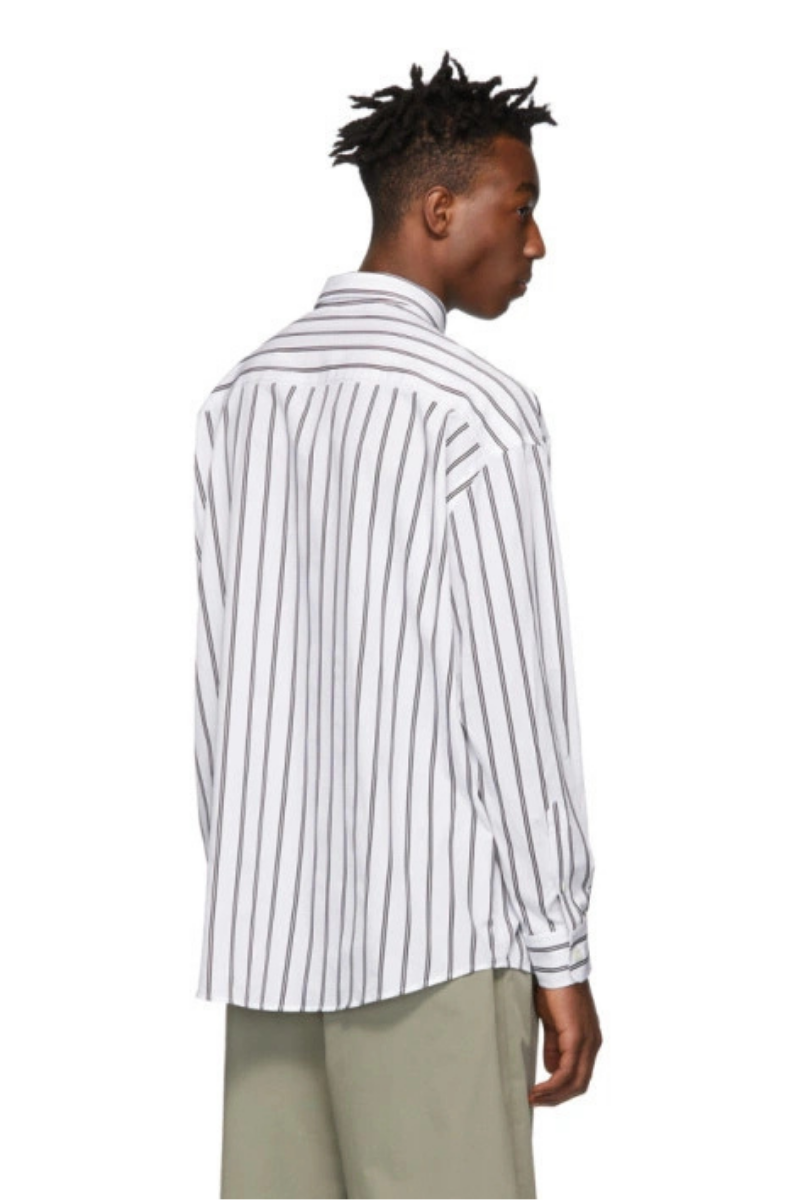 Ami Paris Alexandre Mattiussi White And Black Pinstripe Shirt-White