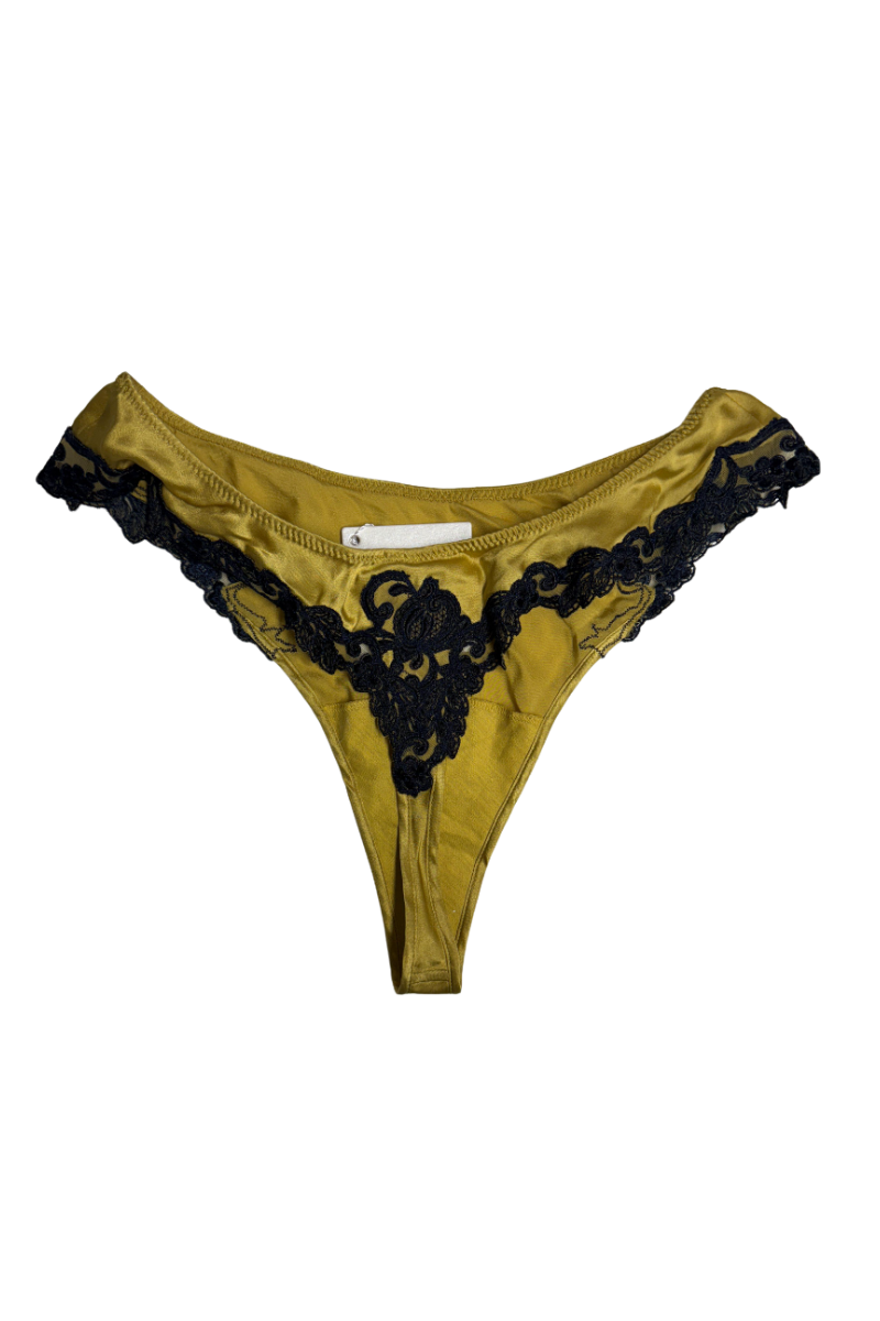 La Perla Yellow Silk Medium Briefs with Frastaglio