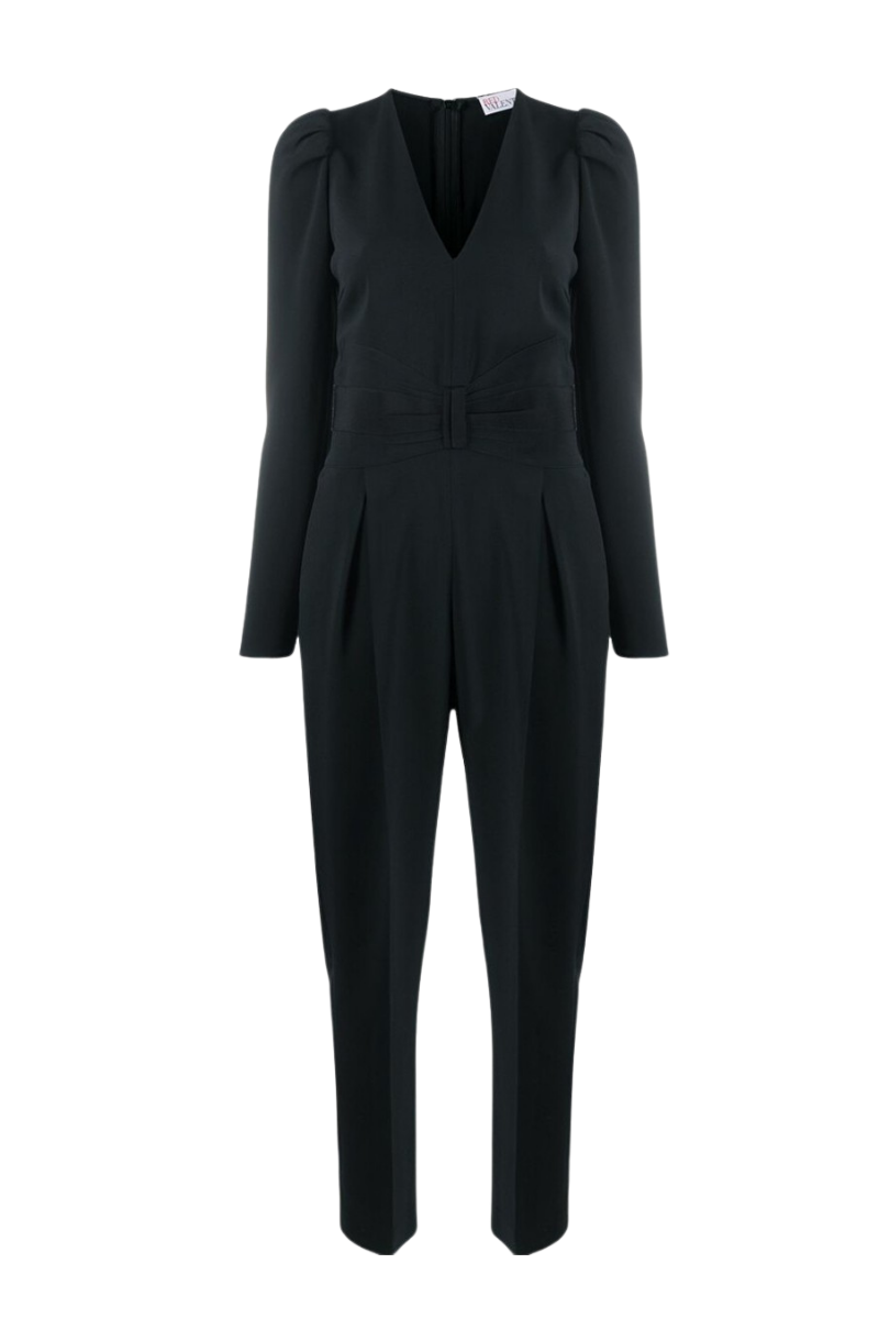 RED Valentino Black Women‘s Jumpsuit featuring a sleek and modern silhouette with long sleeves.