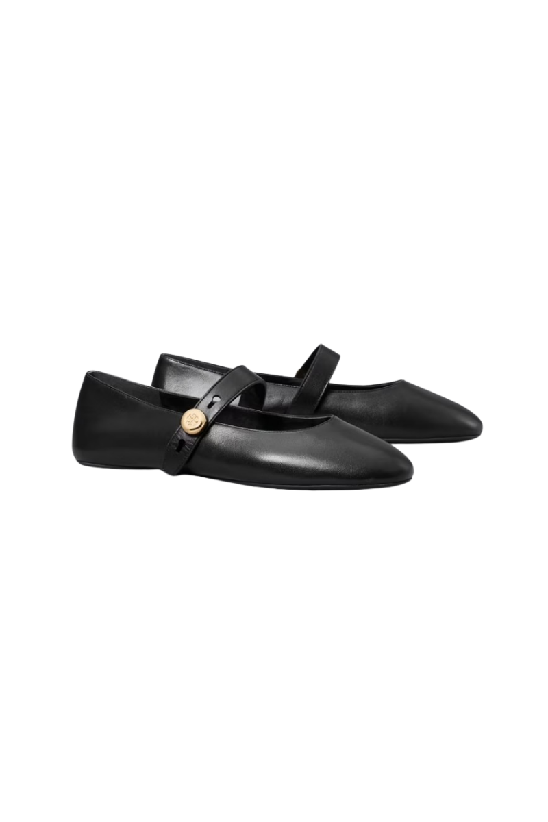 Tory Burch Romy Mary Jane Lamb Leather Perfect Black 184652-006