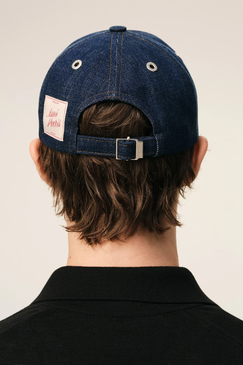 Ami Paris Side Patch Cap-Denim Blue