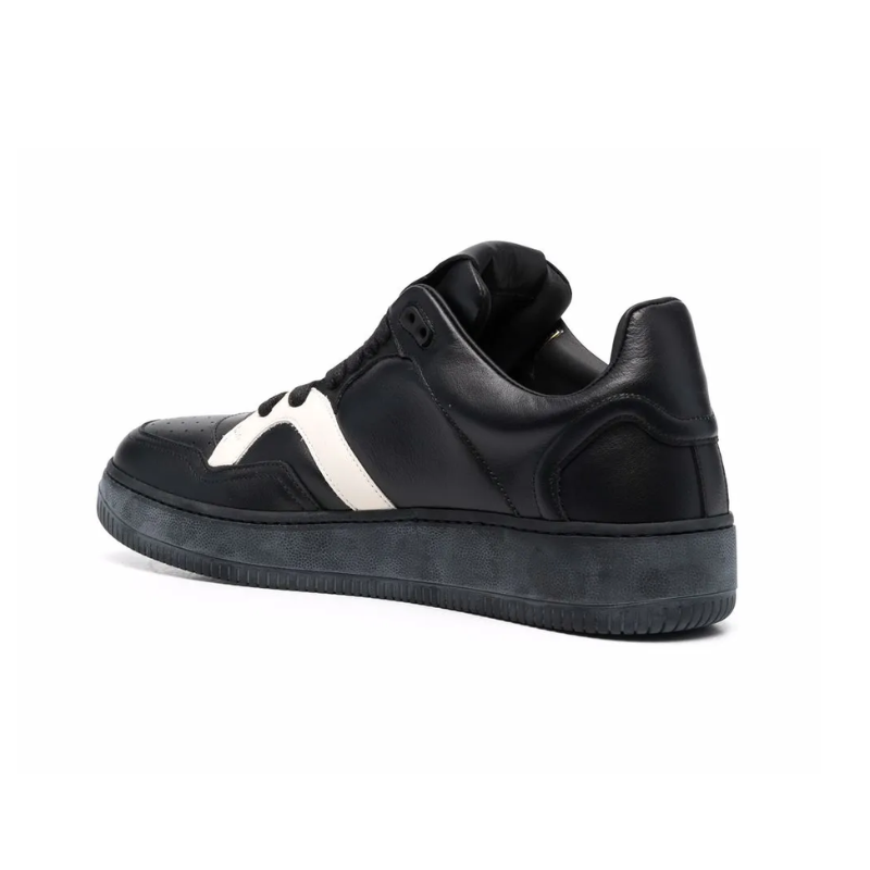 Mens | Human Recreational Services Two-Tone Leather Sneaker Black/White