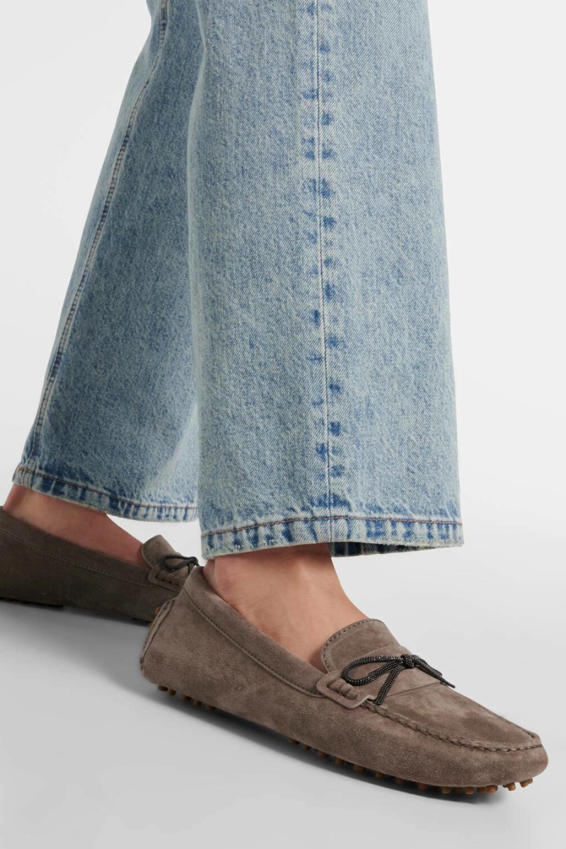 Brunello Cucinelli Monili-embellished suede moccasins