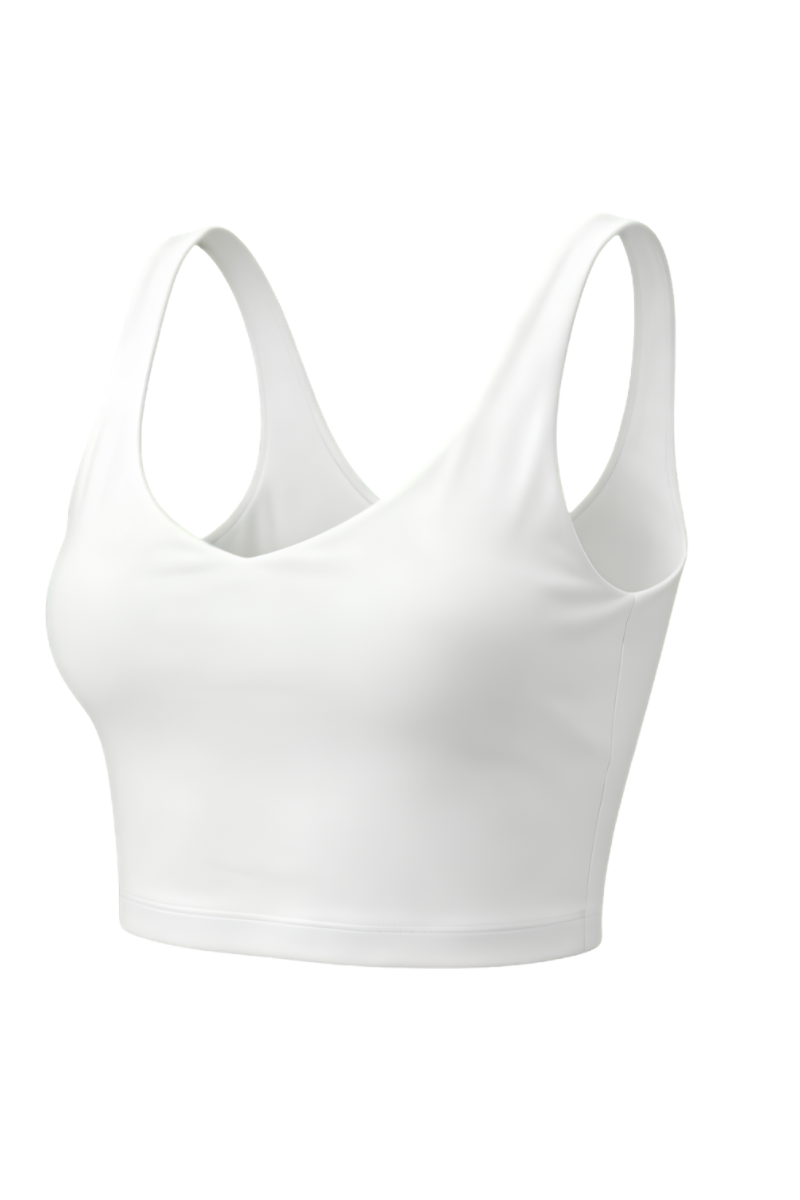 Bandier V-Neck Tempo Crop Bra White AA202183