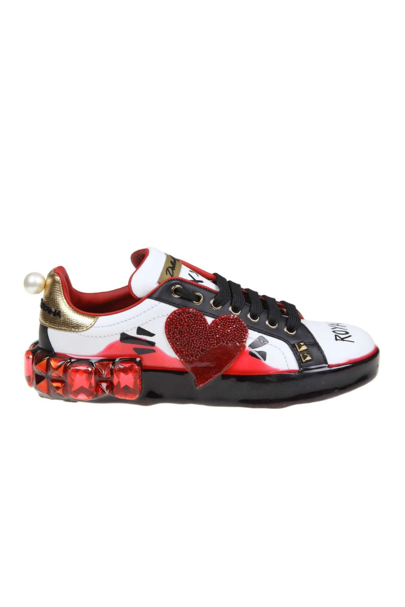 Dolce & Gabbana Multicolor Leather Portofino Embellished Low Top Sneakers