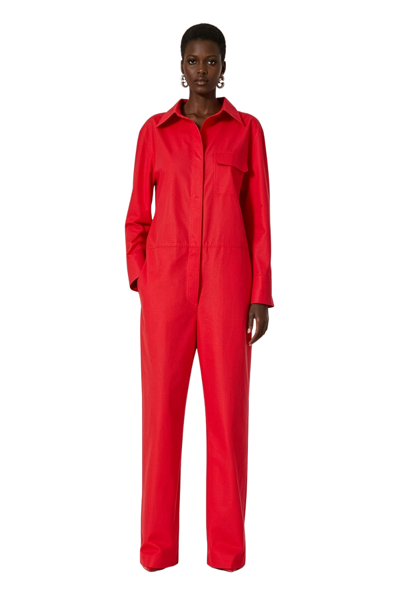 Valentino Compact Popeline Jumpsuit Rosso 2B0VE2L75DN_157