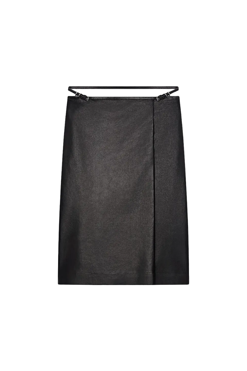 Givenchy Midi Voyou Leather Skirt-Black