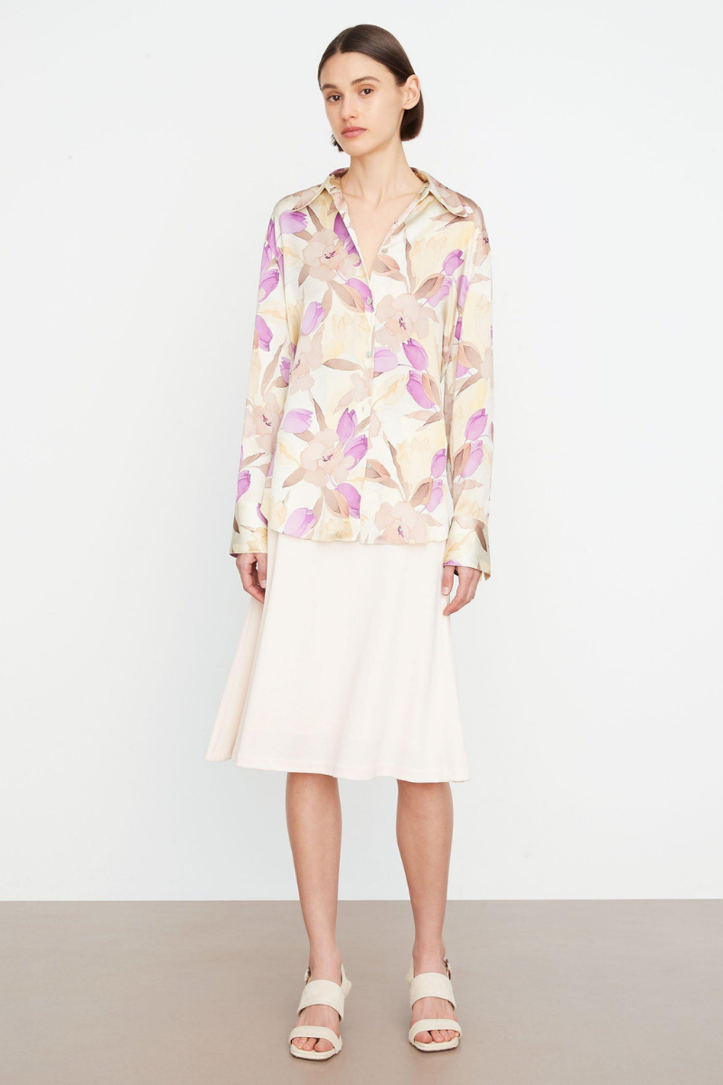 Vince Women's Floral Print Silk Shirt