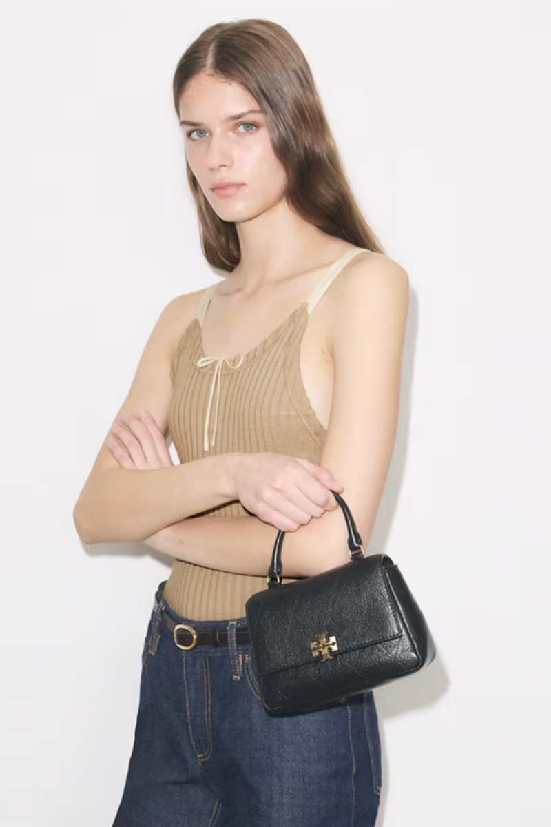 Tory Burch Charlie Quilted Mini Top Handle Black 186032-001
