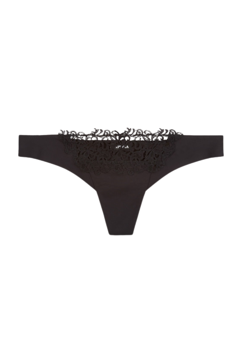 La Perla Black Thong with Macramé