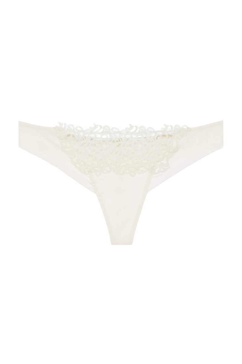 La Perla Off-White Thong with Macramé