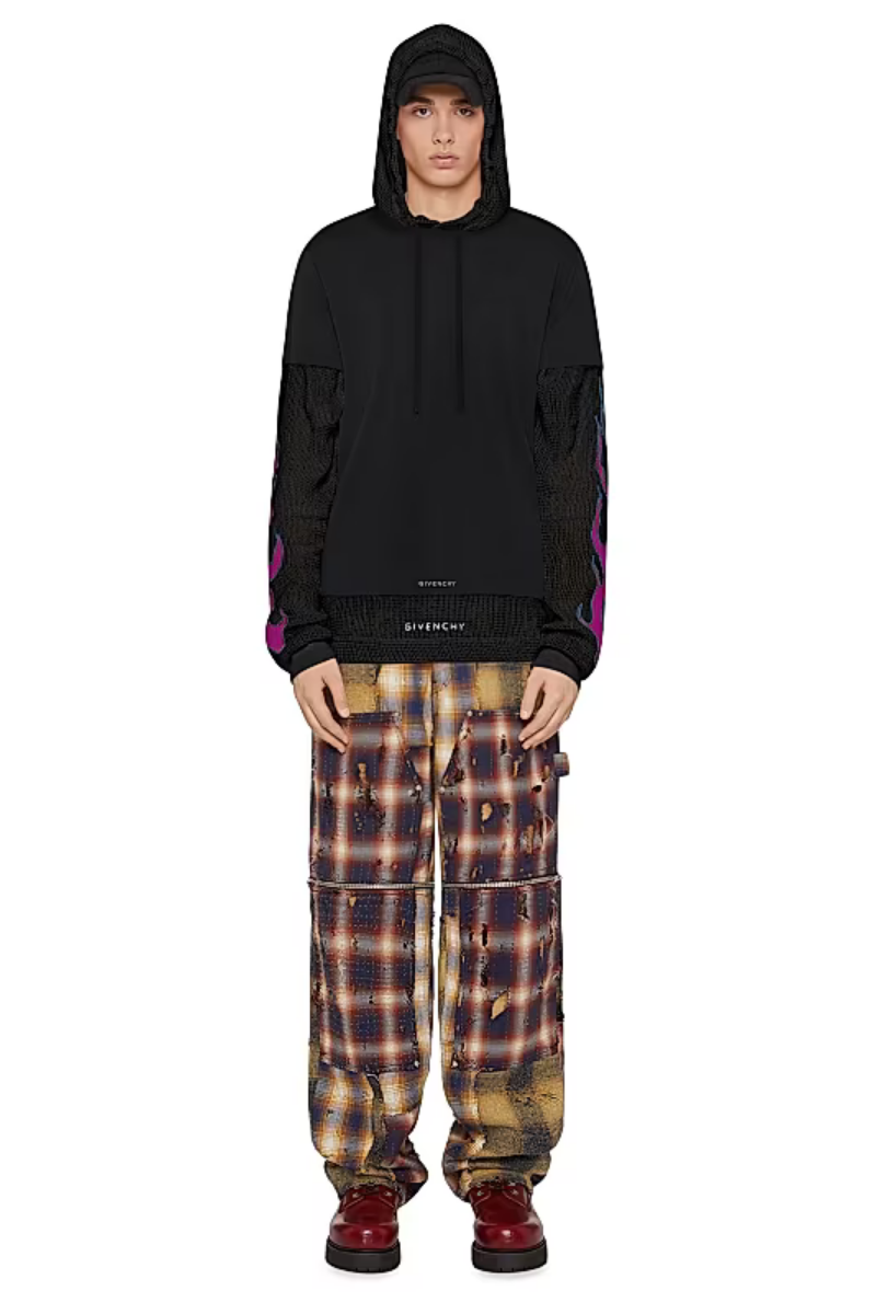 Givenchy Jersey & Mesh Hoodie All-In-One Look8/18_Black