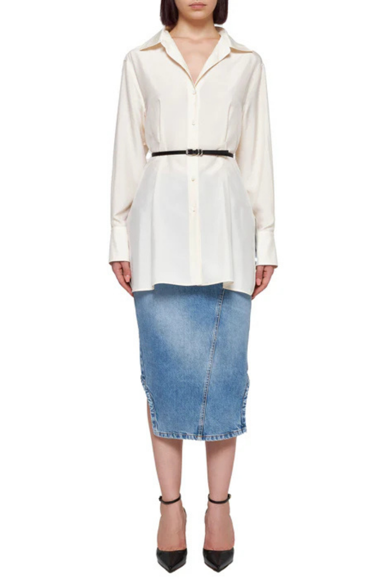 Givenchy Long Shirt With Voyou Belt_Ecru