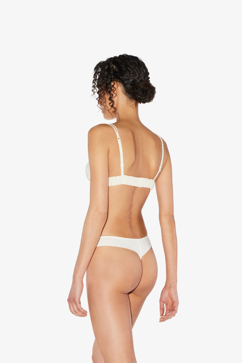 La Perla Off-White Thong with Macramé