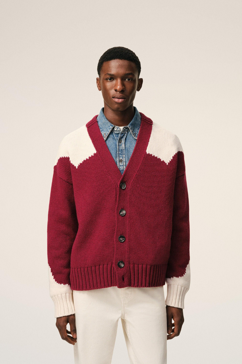Ami Paris Moonlight De Coeur Cardigan-Red