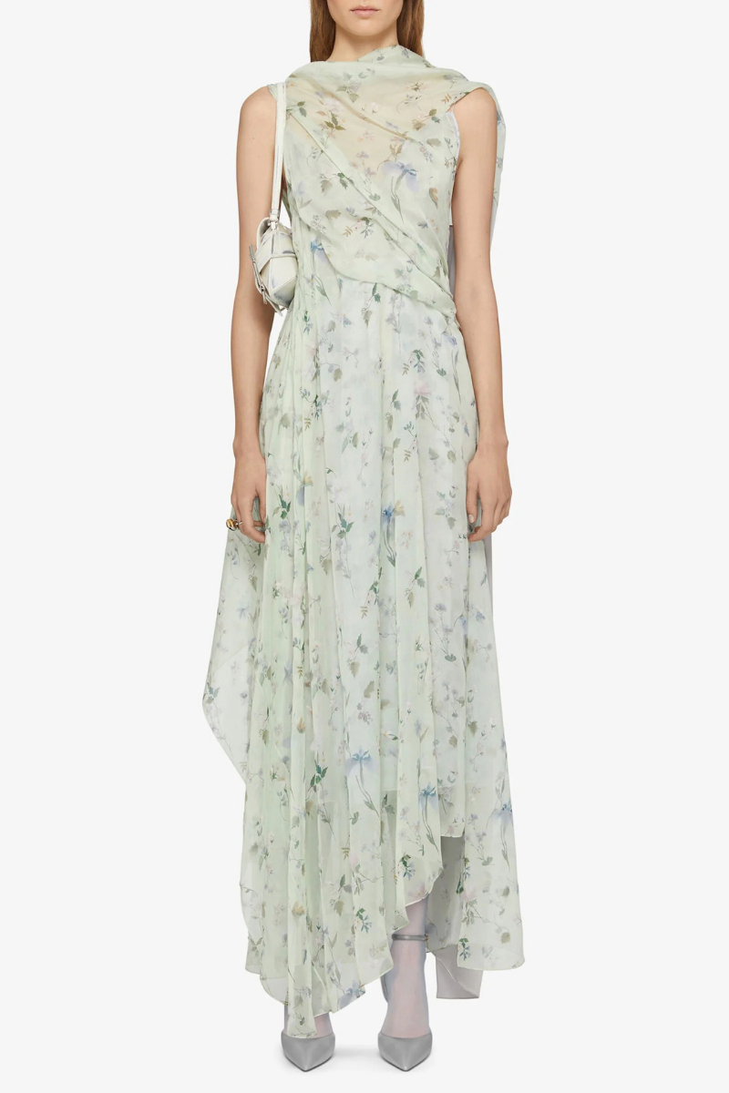 Givenchy Lavaliere Drape Dress-Ice Blue