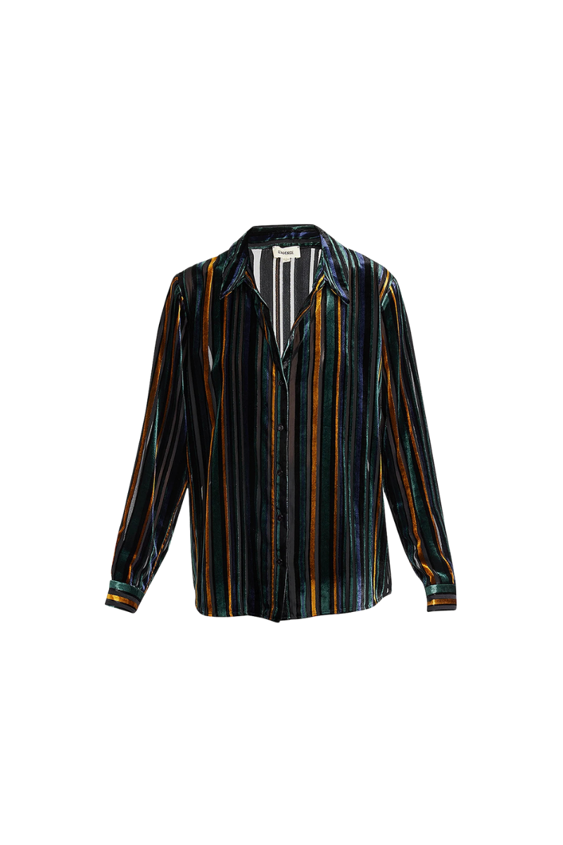 L'Agence Women's Burnout Velvet Striped Blouse