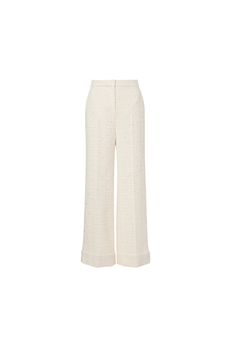 Valentino Sequined Tweed Wide-Leg Pants