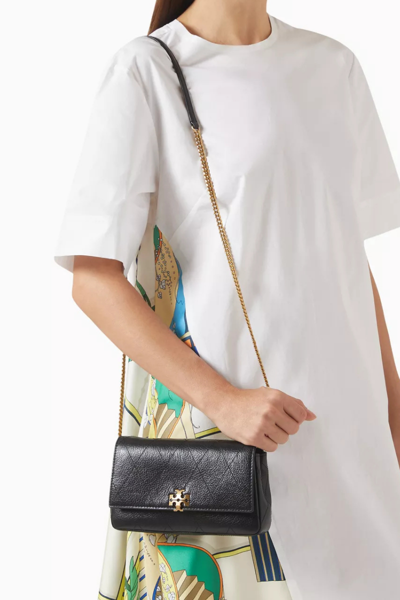 Tory Burch Charlie Quilted Chain Wallet Black 186041-001
