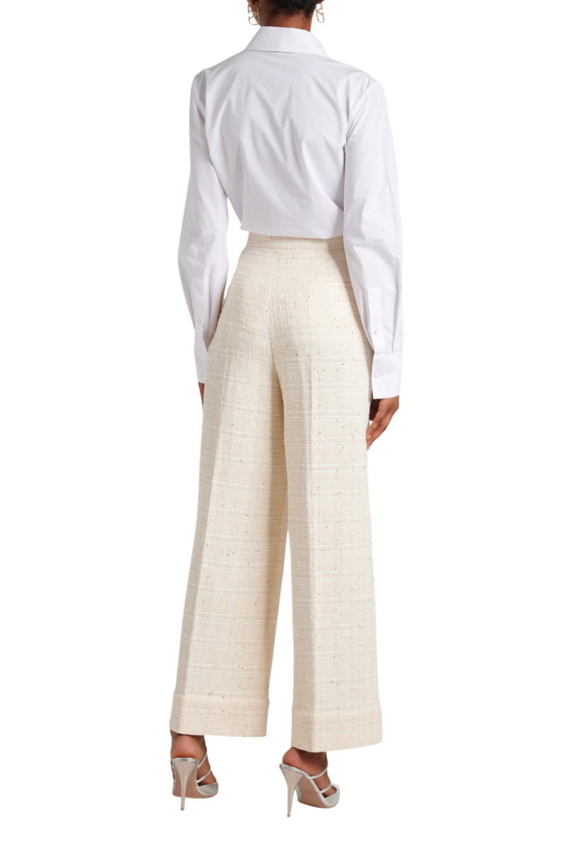 Valentino Sequined Tweed Wide-Leg Pants