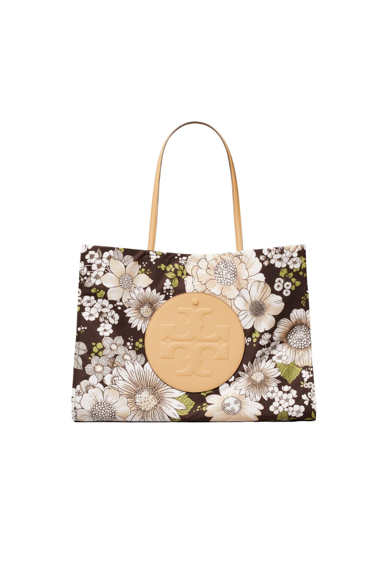 Tory Burch Ella Nylon Printed Tote Brown Floral 186433-200