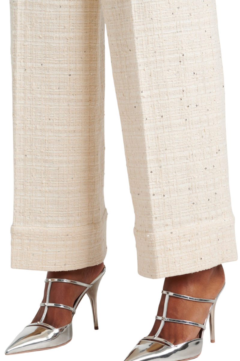 Valentino Sequined Tweed Wide-Leg Pants