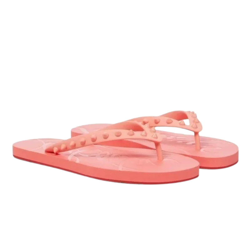 Womens | Christian Louboutin Loubi Spike Flip Flop Thong Sandals Pink