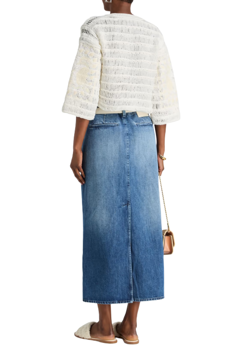 Valentino Garavani Faded Denim Midi Skirt Medium Blue Denim 4B0DD17F8JS_558