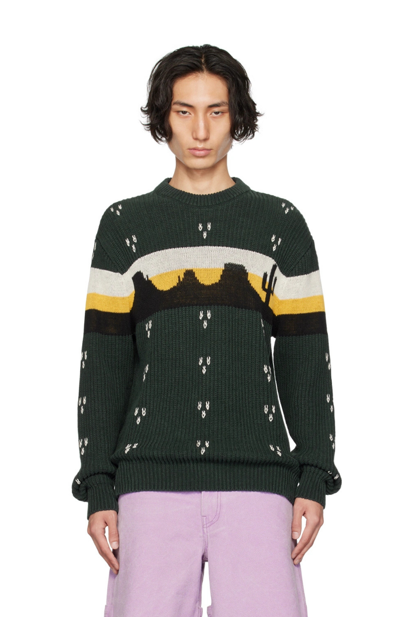 Phipps Green Intarsia Knit Sweater