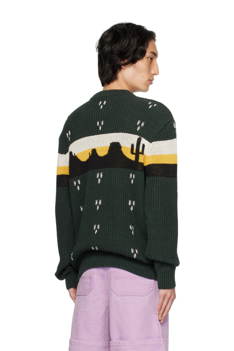 Phipps Green Intarsia Knit Sweater