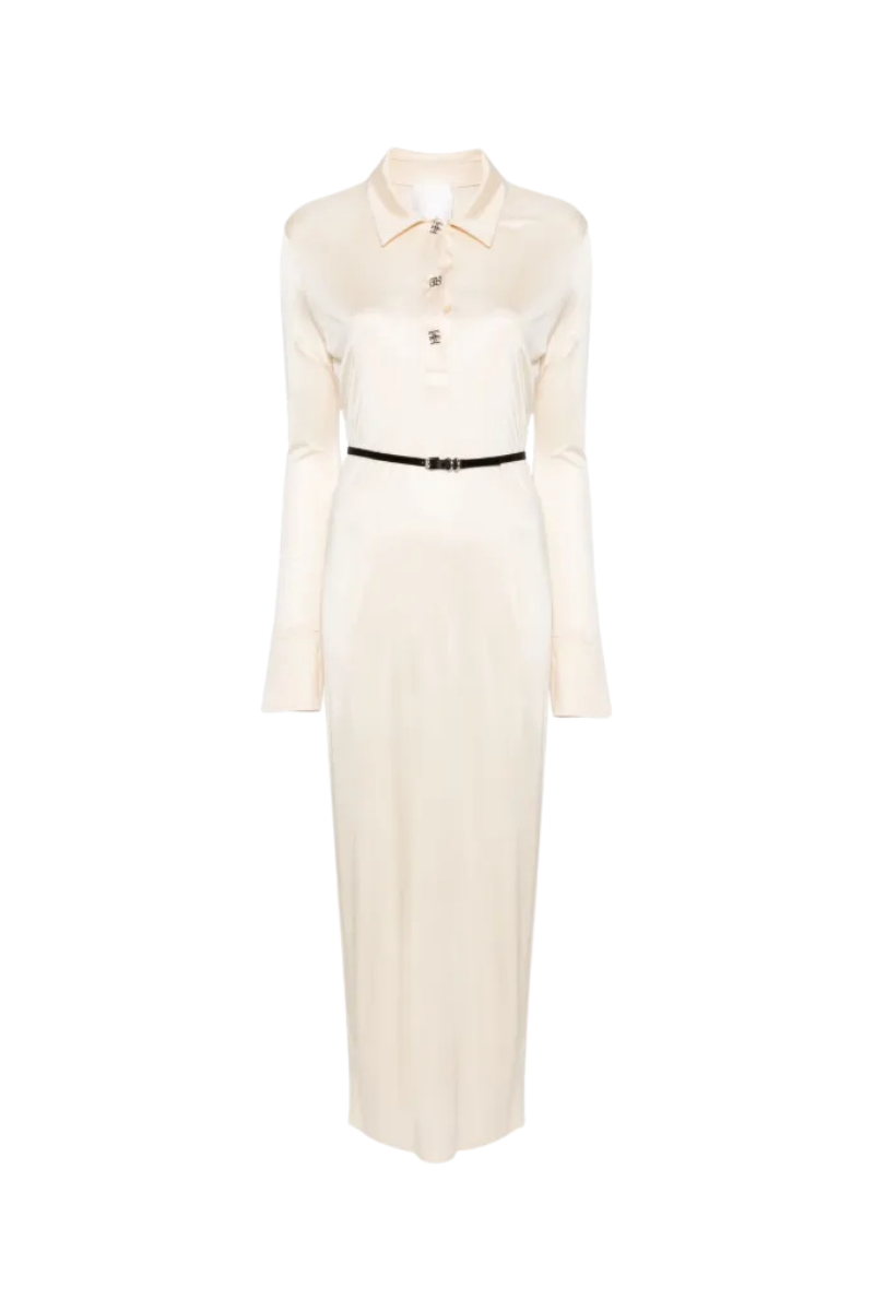 Givenchy Rib Long Voyou Belt Dress-Ivory