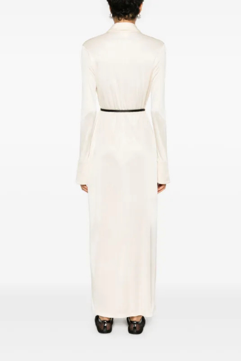 Givenchy Rib Long Voyou Belt Dress-Ivory