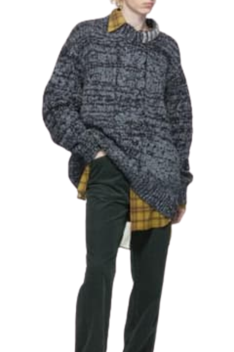 Dries Van Noten Wool-Blend Knit Sweater_Grey