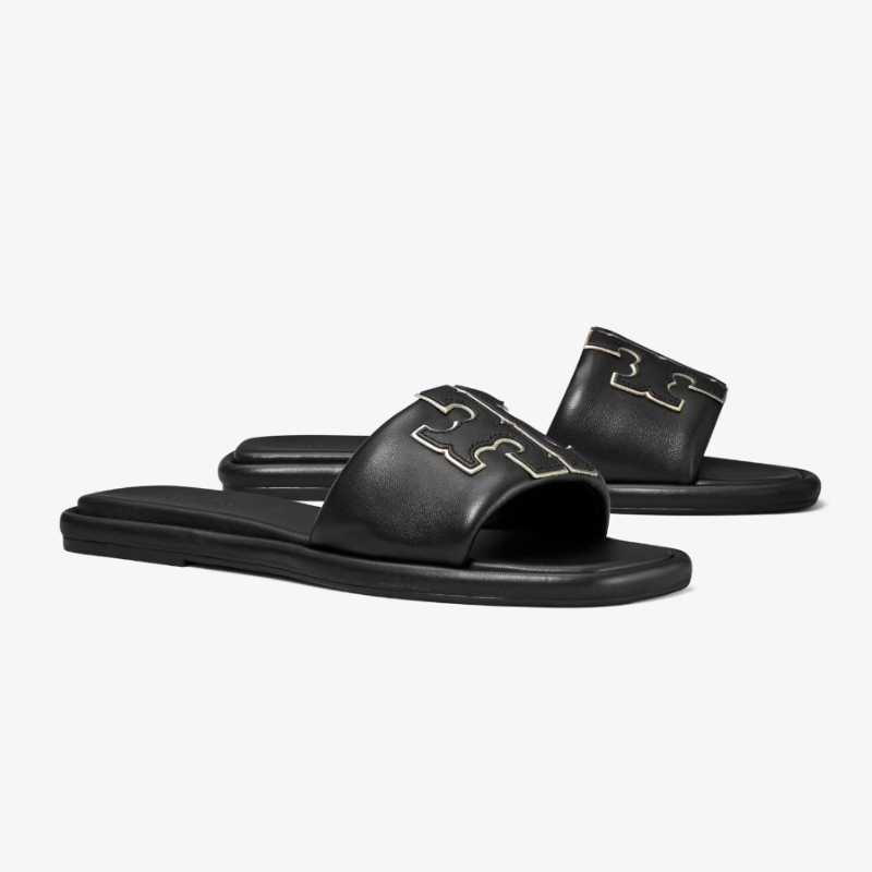 Tory Burch Double T Sport Slide Perfect Black/Gold
