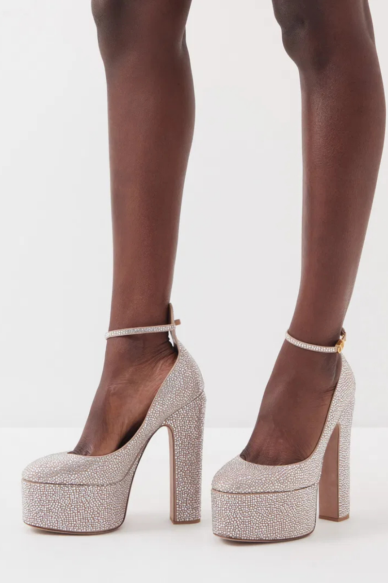 Valentino Garavani Tan-Go 155mm Platform Pumps In Crystal Rose